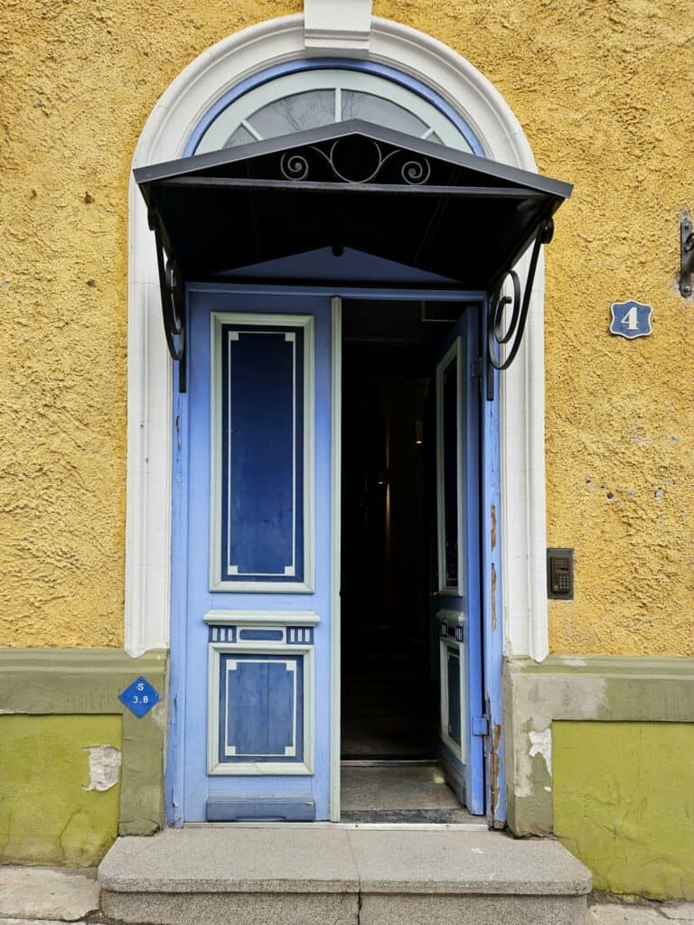 Brightly colored door in Tallinn, Estonia