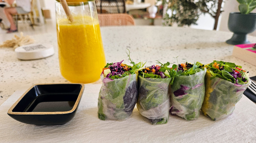 Vegan summer rolls At Koukoumi Vegan Hotel in Mykonos