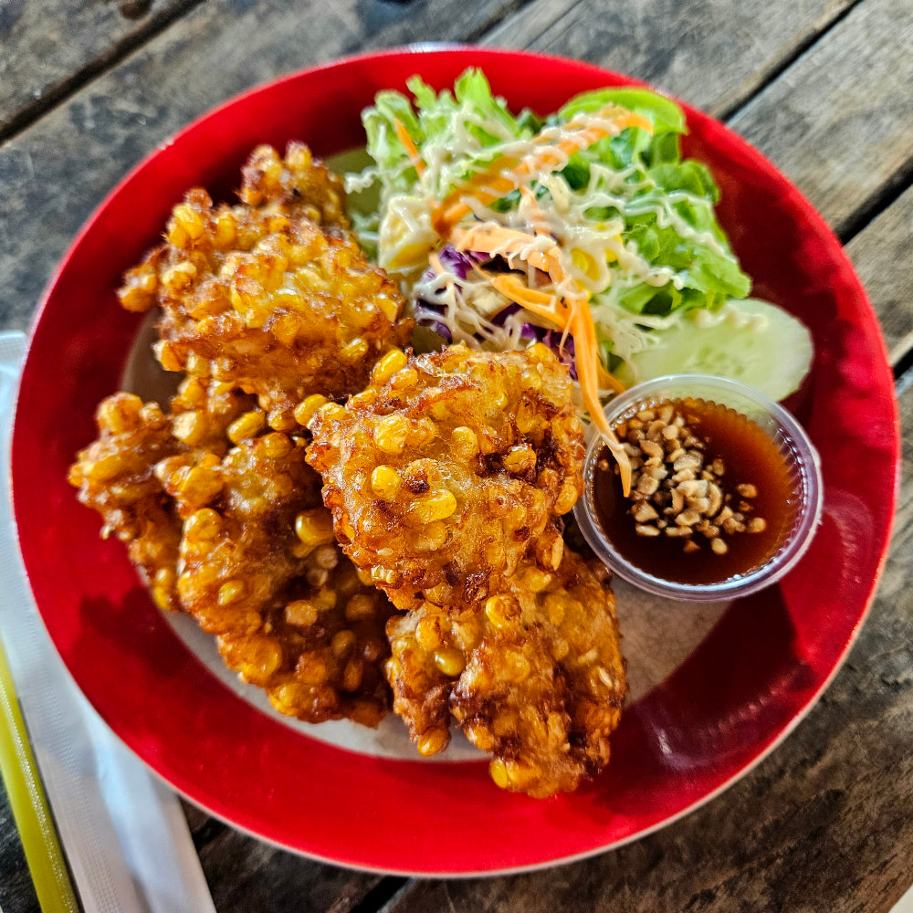 Vegan corn fritters at V-Secret