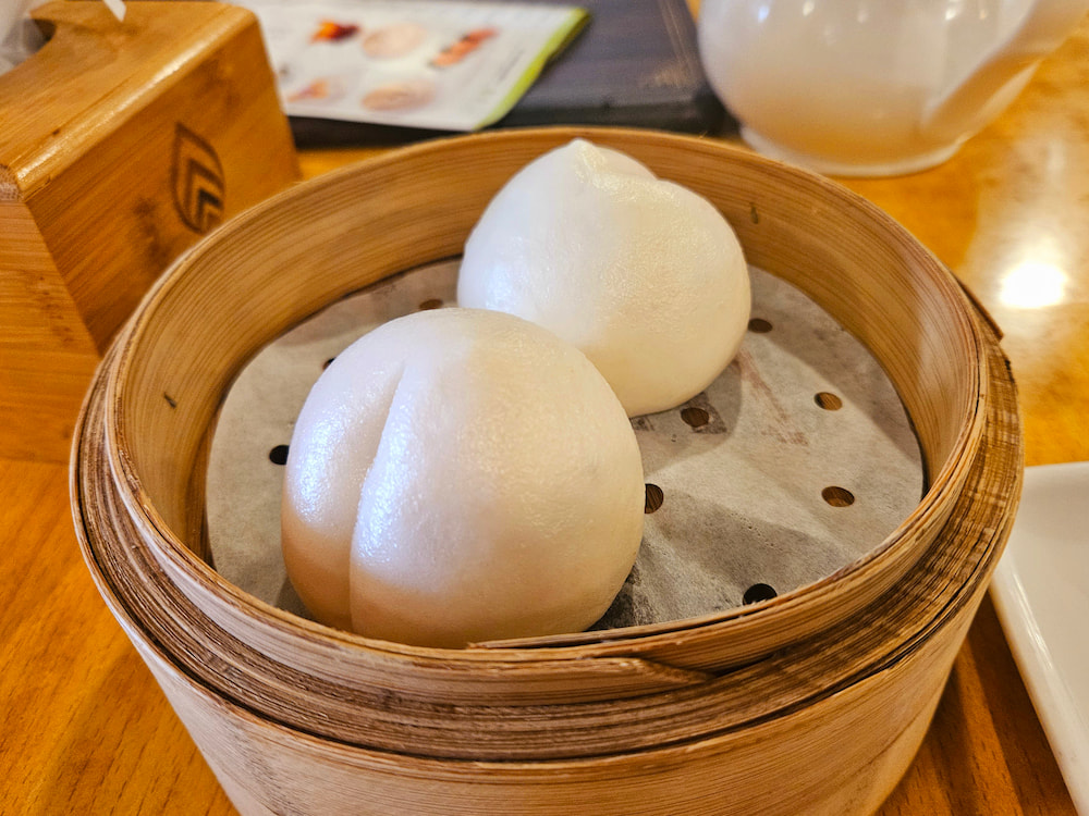 Vegan dim sum at Veggie Kingdom in Hong Kong: Peach buns