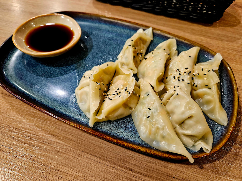 Steamed dumplings at Loving Hut, Reykjavik, Iceland