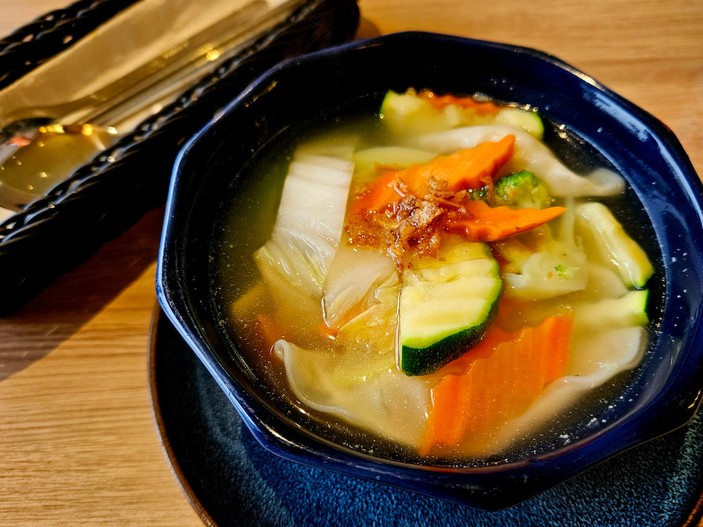 Vegan wonton soup at Loving Hut, Reykjavik, Iceland