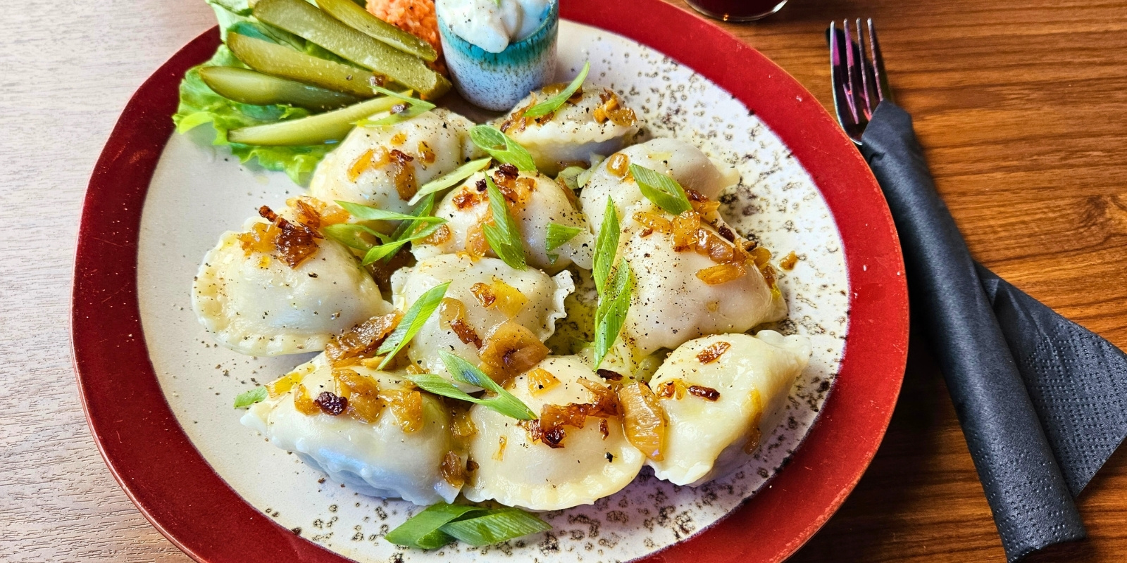 A plate of vegan Polish dumplings at Kemuri – Reykjavik, Iceland