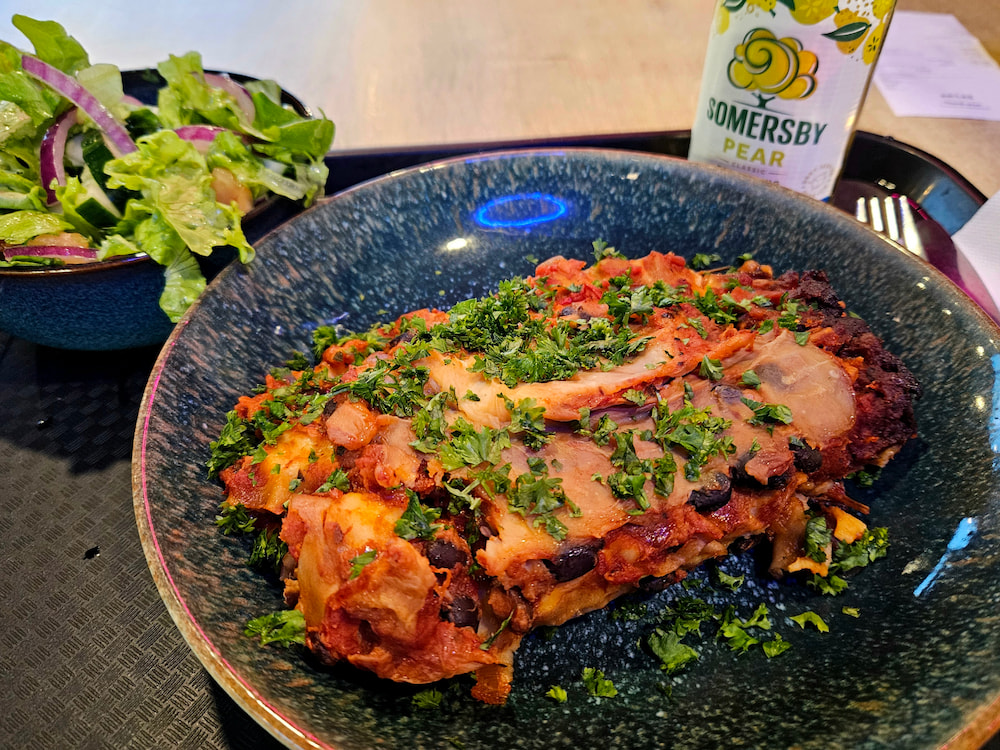 Vegan lasagna in Vik, Iceland